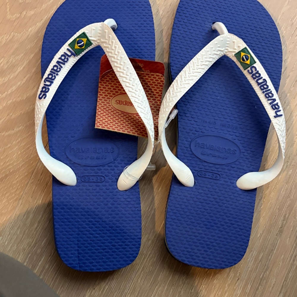 Havaianas Blue and White Flip Flops-